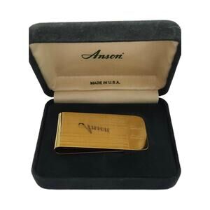 Vintage Gold Plated Brass Money Clip Initials "RP" Anson USA, New Old Stock